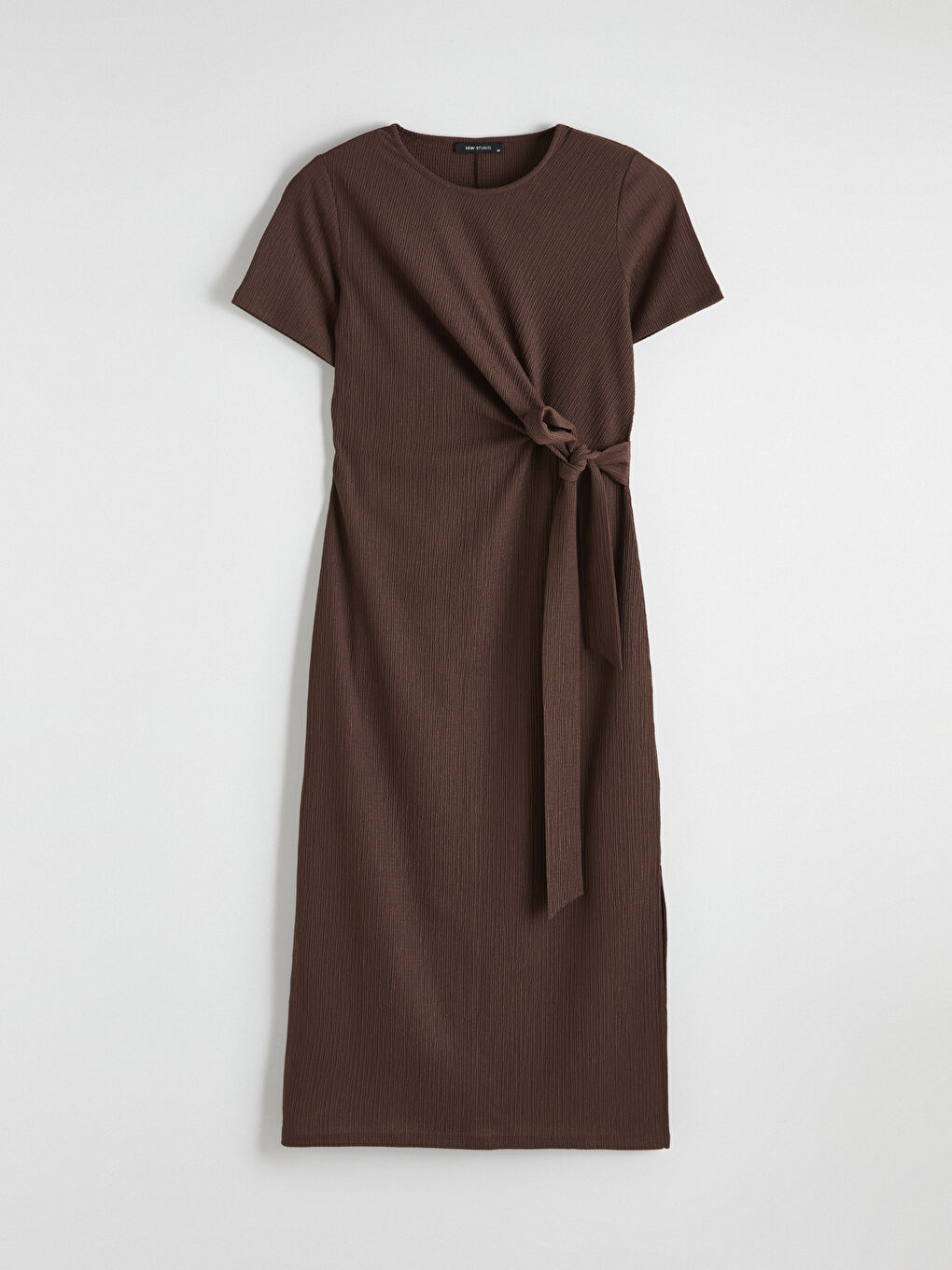 Crew Neck Tie-Detail Dress-4