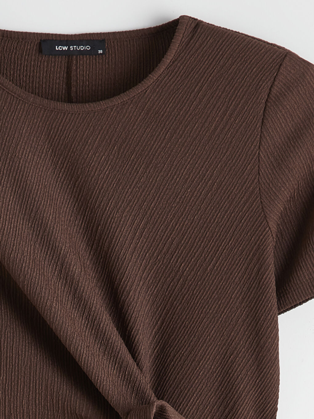Crew Neck Tie-Detail Dress-5