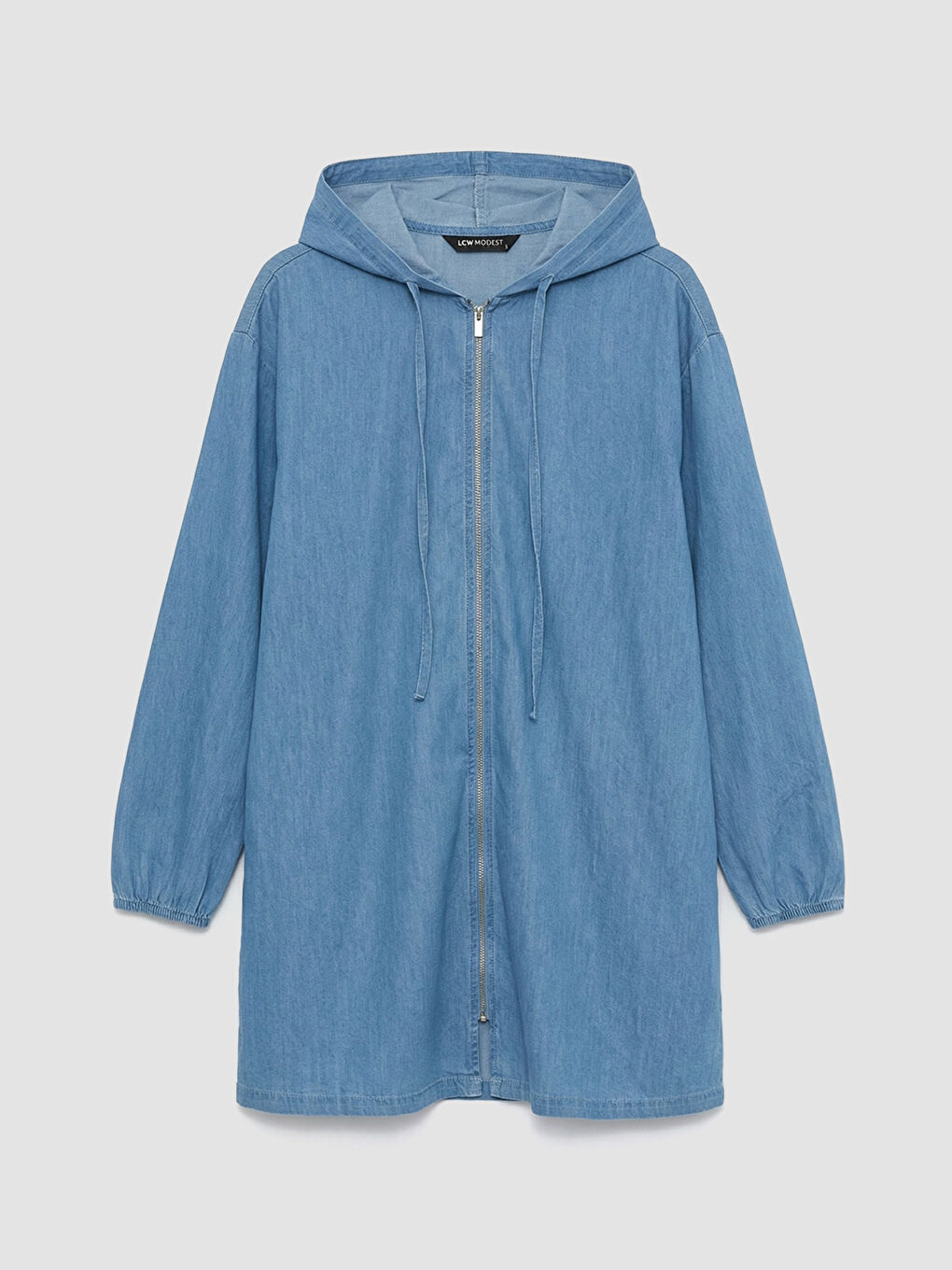 İndigo Kapüşonlu Kadın Jean Tunik	-4