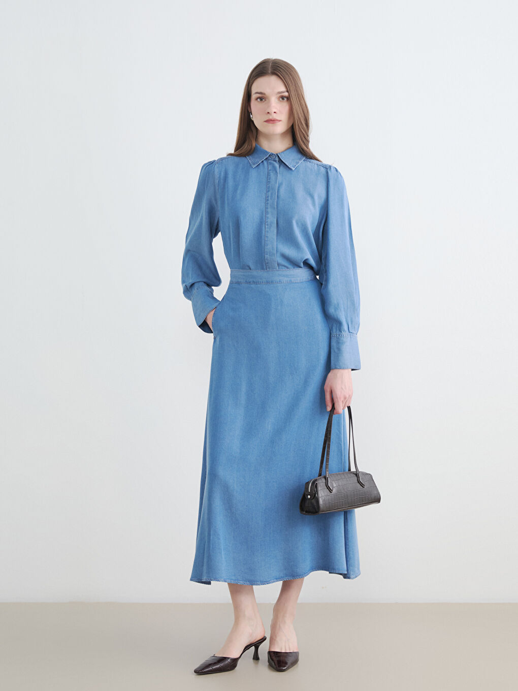 İndigo Kadın Jean Gömlek Tunik-1