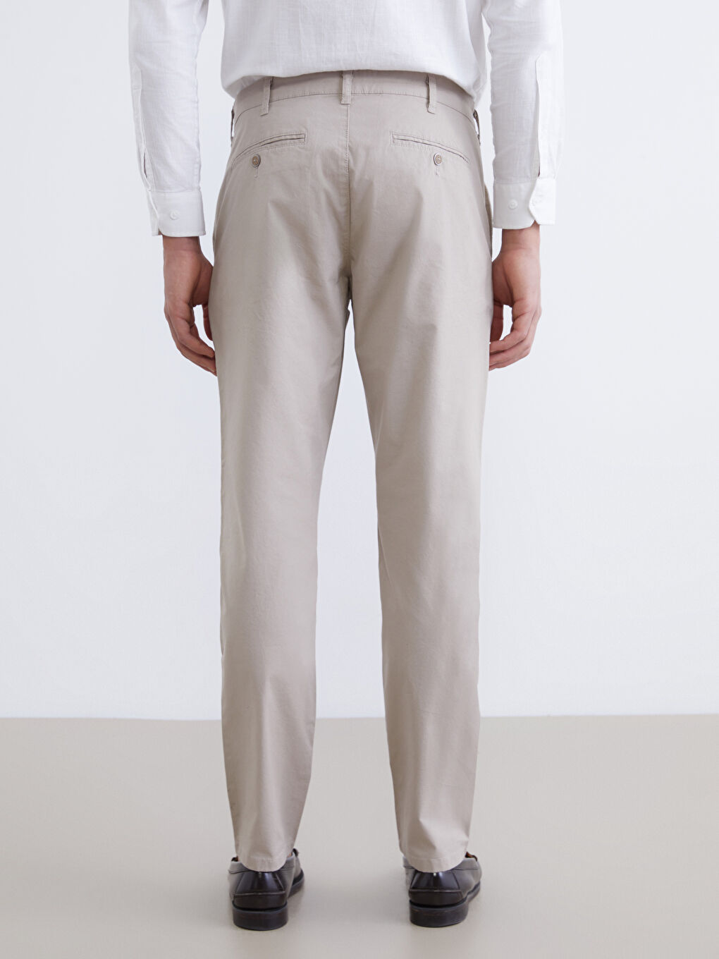 Bej Dar Kalıp Erkek Chino Pantolon-3