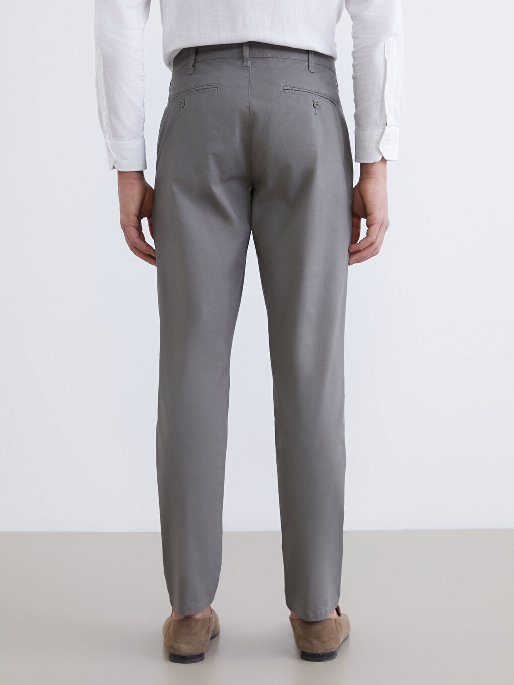 Haki Dar Kalıp Erkek Chino Pantolon-3