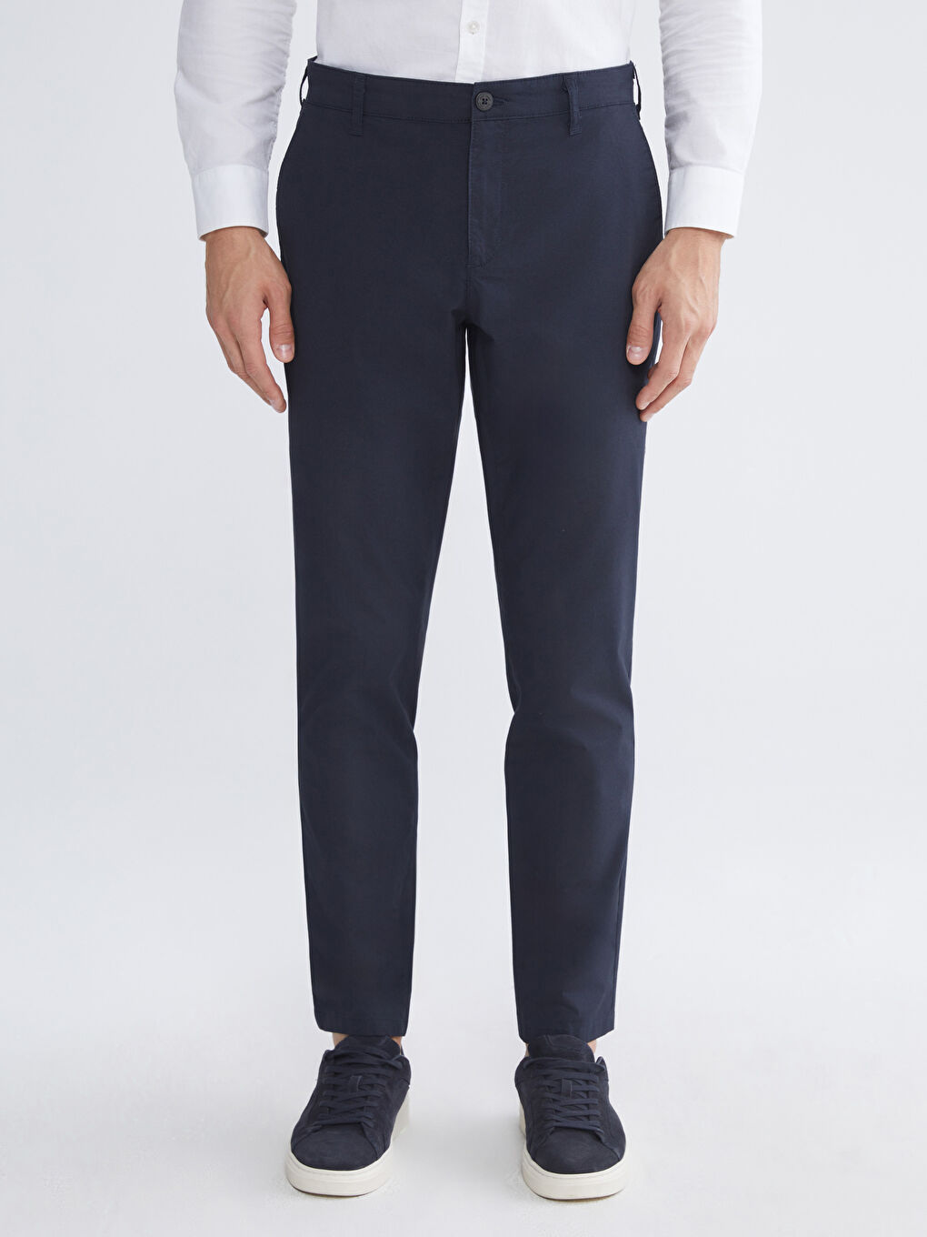 Lacivert Dar Kalıp Erkek Chino Pantolon-1