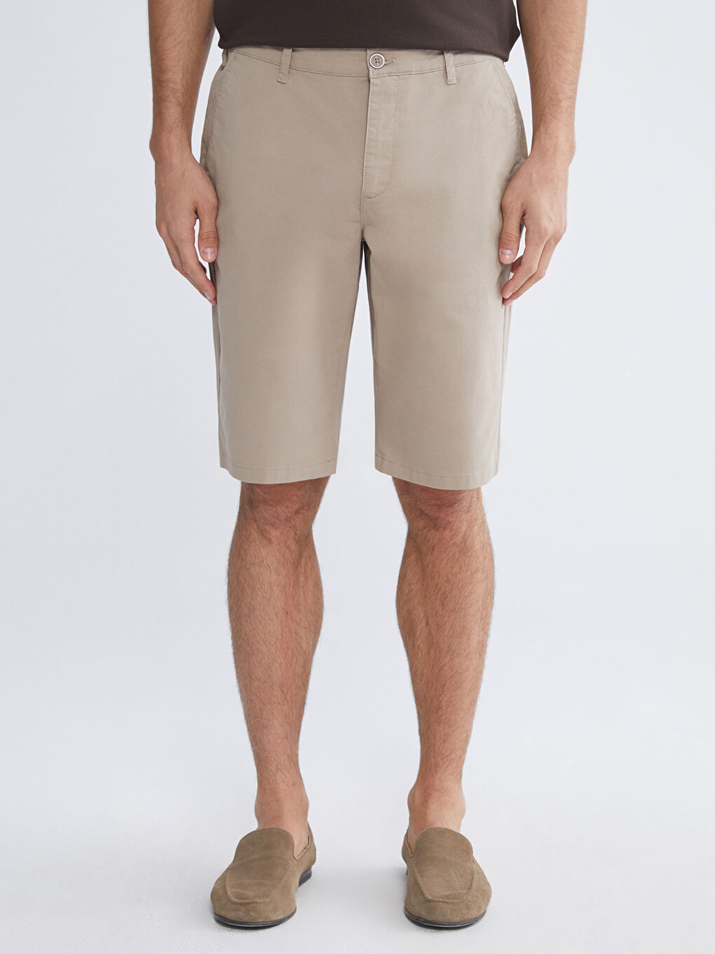 Bej Standart Kalıp Erkek Şort-1
