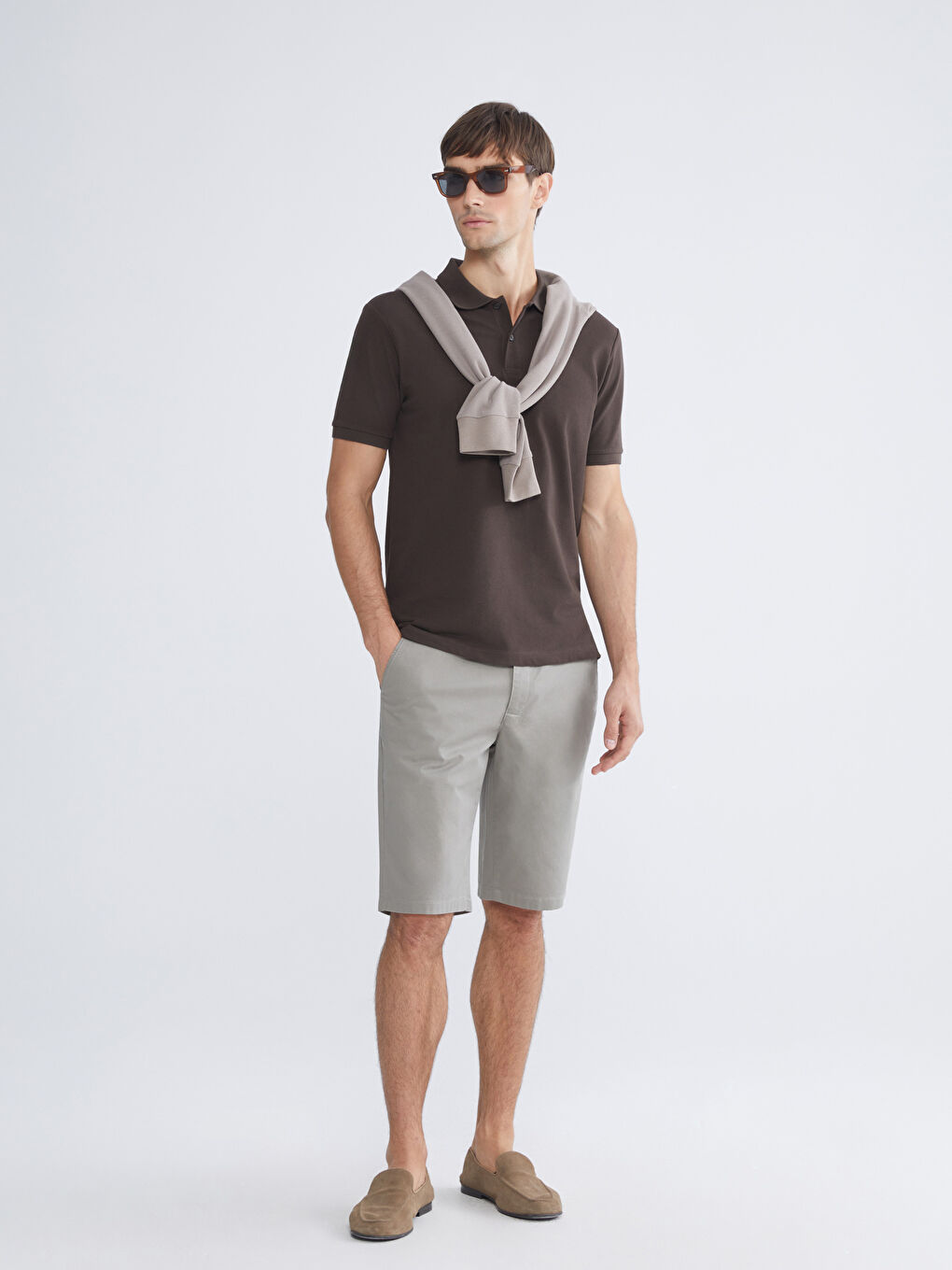 Haki Standart Kalıp Erkek Şort