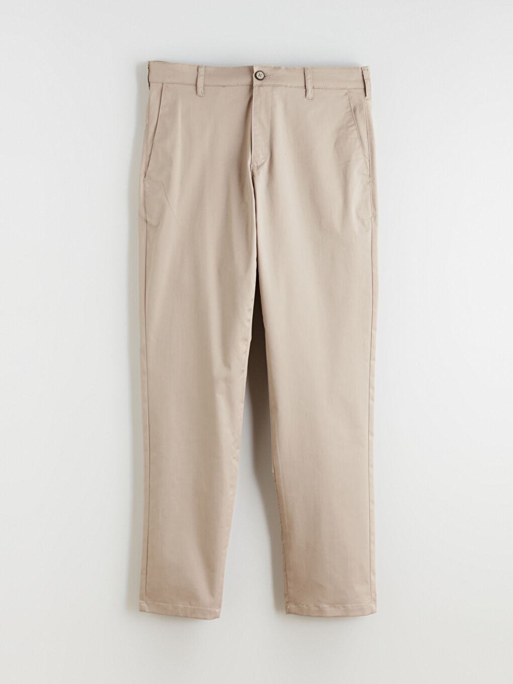 Bej Dar Kalıp Gabardin Erkek Chino Pantolon-4