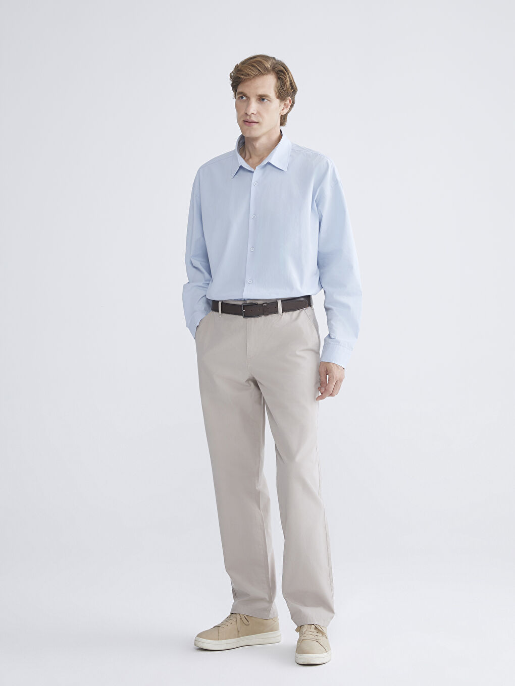 Bej Rahat Kalıp Erkek Chino Pantolon