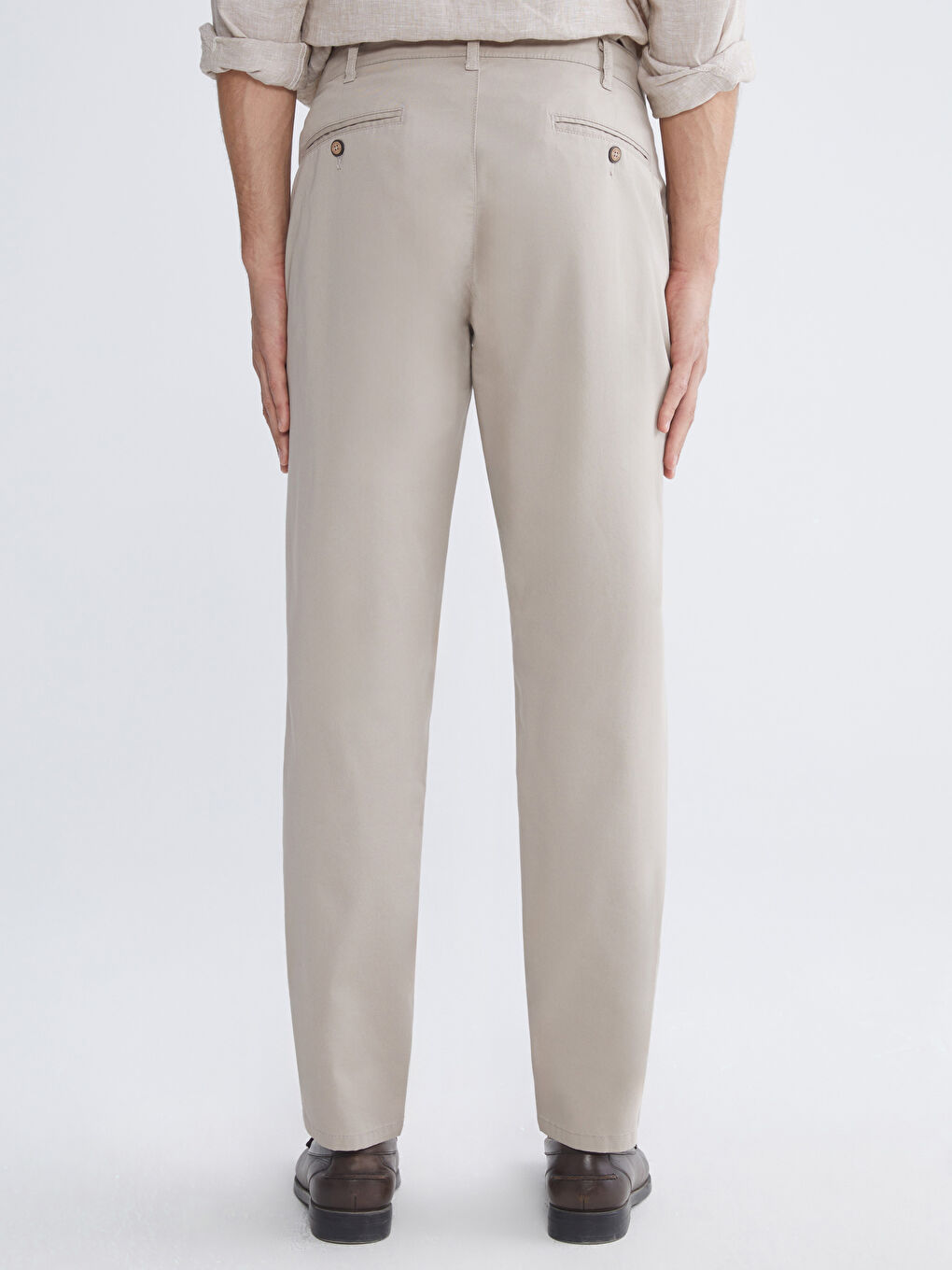 Bej Dar Kalıp Gabardin Erkek Chino Pantolon-3