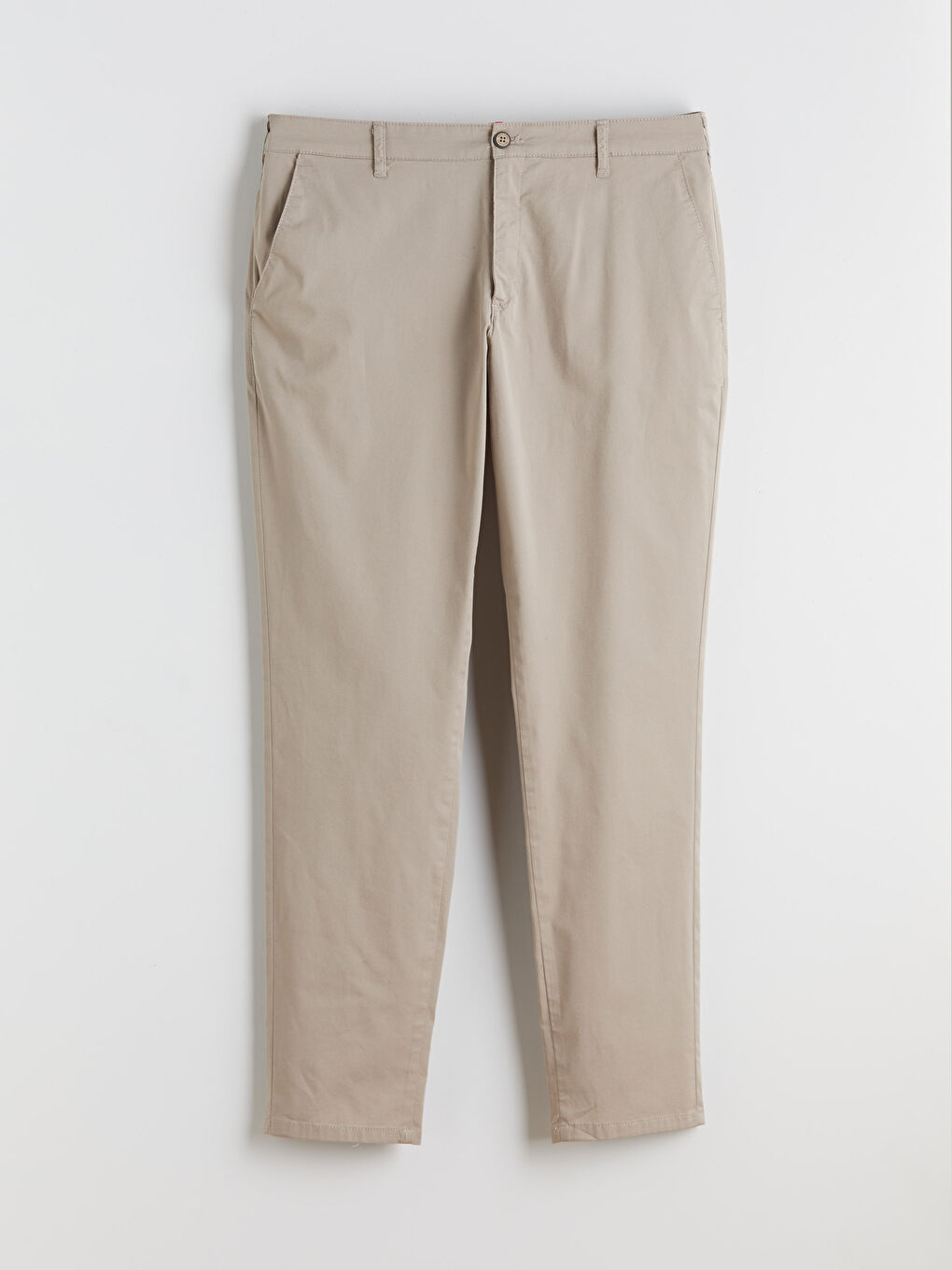 Bej Dar Kalıp Gabardin Erkek Chino Pantolon-4