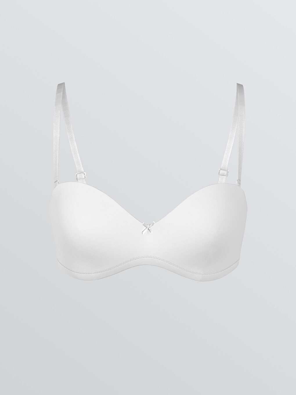 Beyaz Balenli Dolgusuz Straplez Sütyen