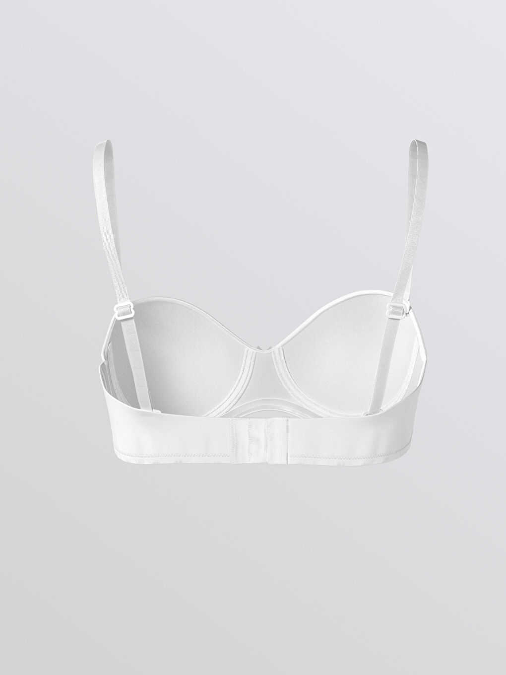 Beyaz Balenli Dolgusuz Straplez Sütyen-1