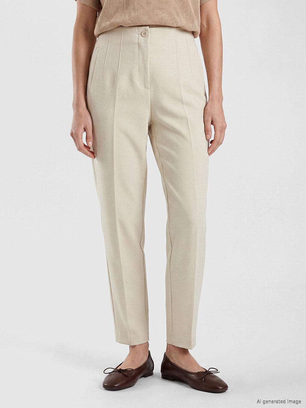 High Waisted Cigarette Fit Women's Trousers-1
