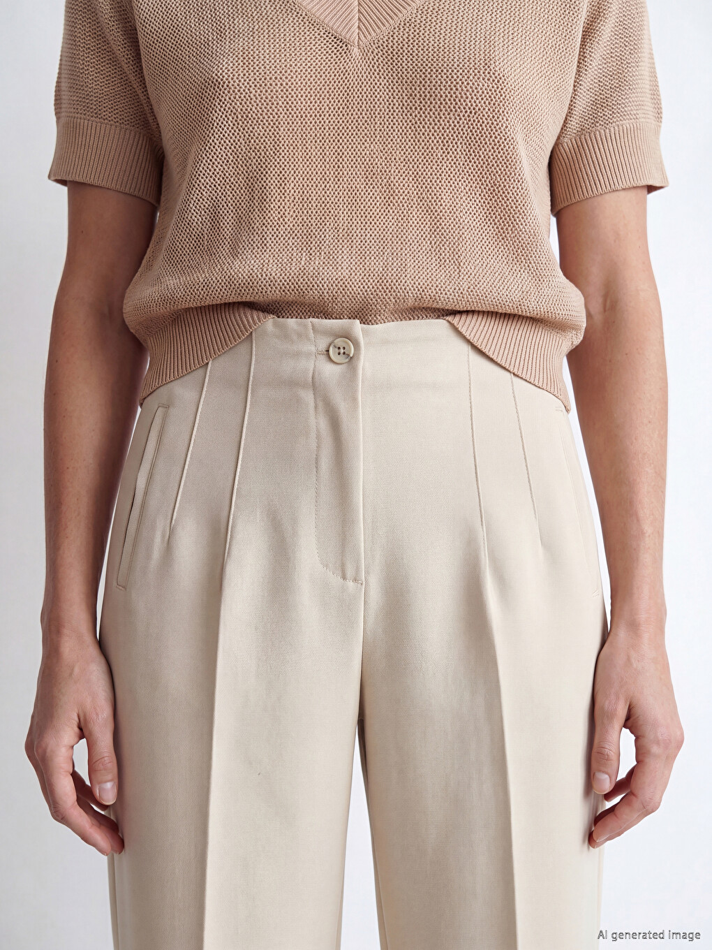 High Waisted Cigarette Fit Women's Trousers-2