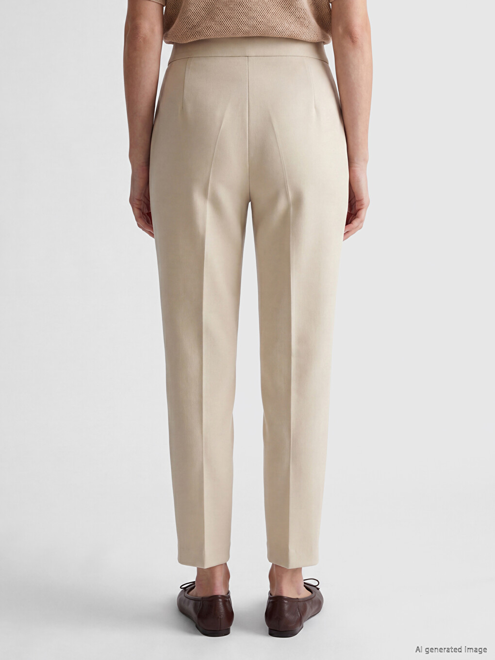 High Waisted Cigarette Fit Women's Trousers-3