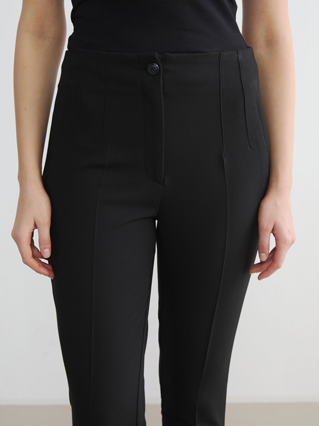 Siyah Yüksek Bel Kadın Cigarette Pantolon-2