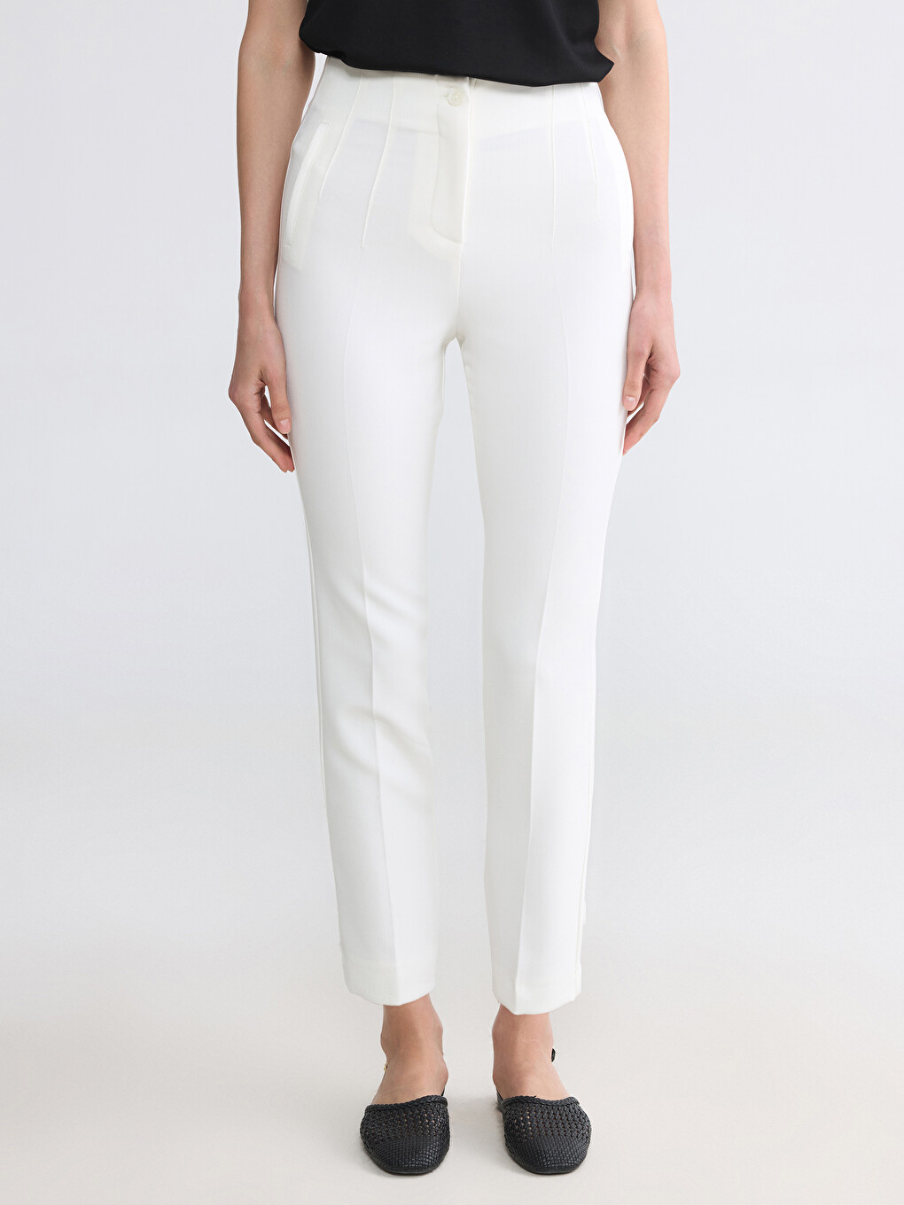 High Waisted Women's Cigarette Trousers-1