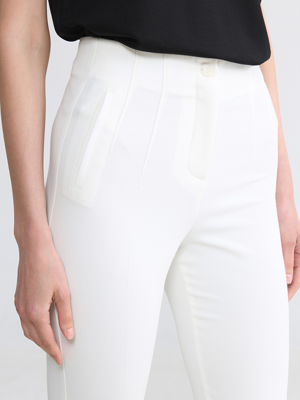 High Waisted Women's Cigarette Trousers-2