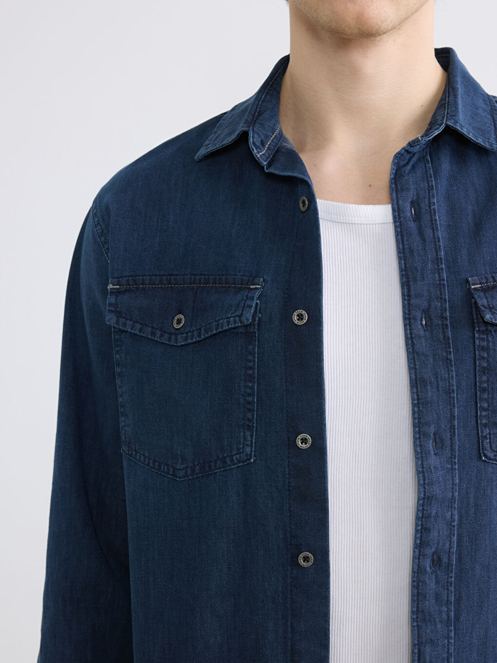 İndigo Regular Fit Erkek Jean Gömlek-2