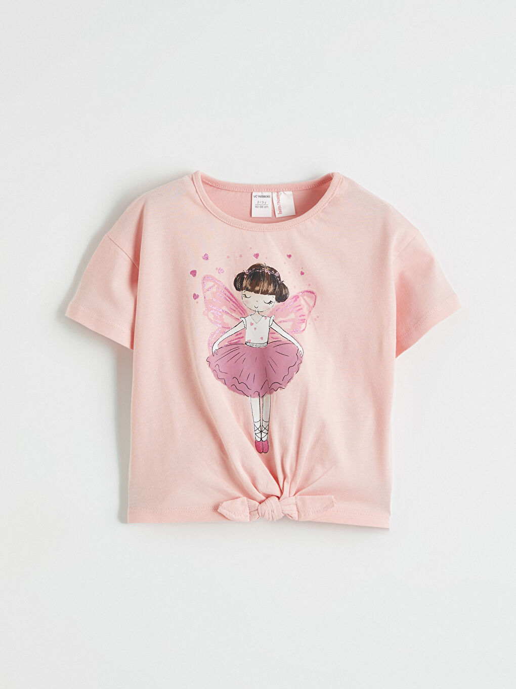 Ekru Baskılı Kız Çocuk Tişört 2'li-1