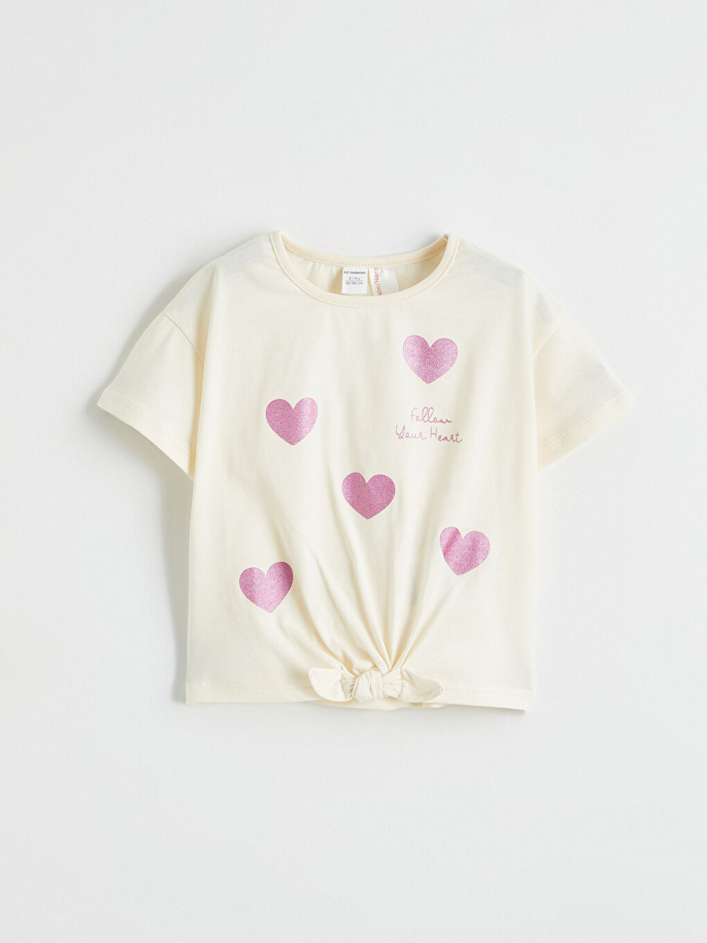 Ekru Baskılı Kız Çocuk Tişört 2'li-4