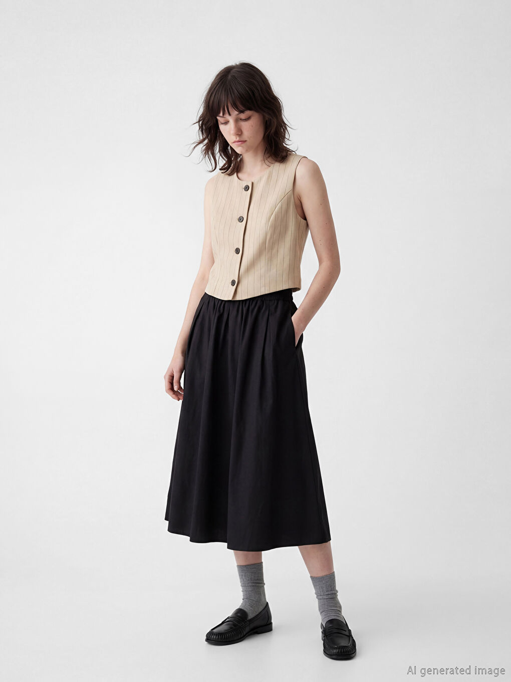 Žena BEŽ Prsluk za odijelo-1