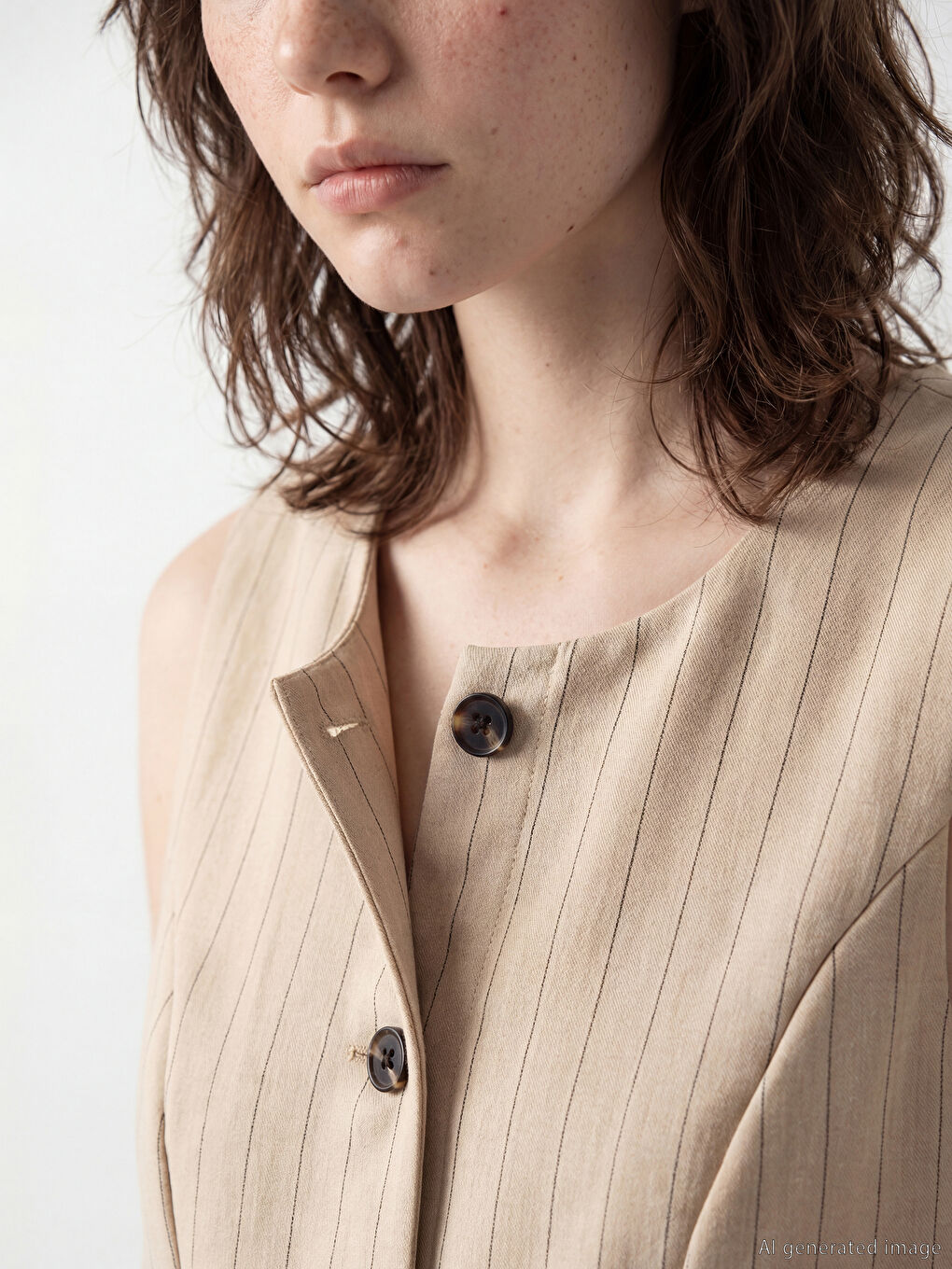 Žena BEŽ Prsluk za odijelo-2