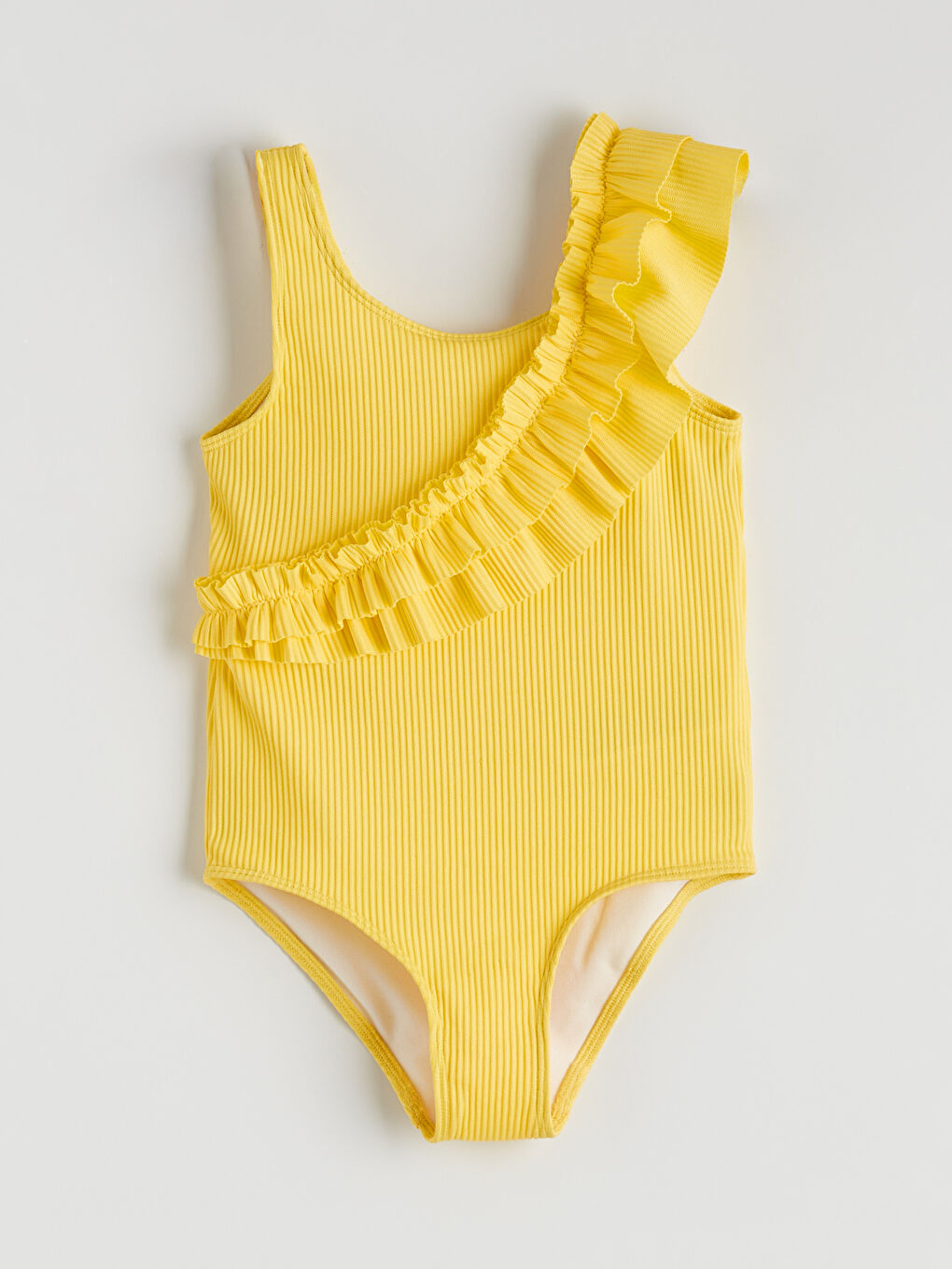 Sarı Kız Çocuk Fırfır Detaylı Mayo