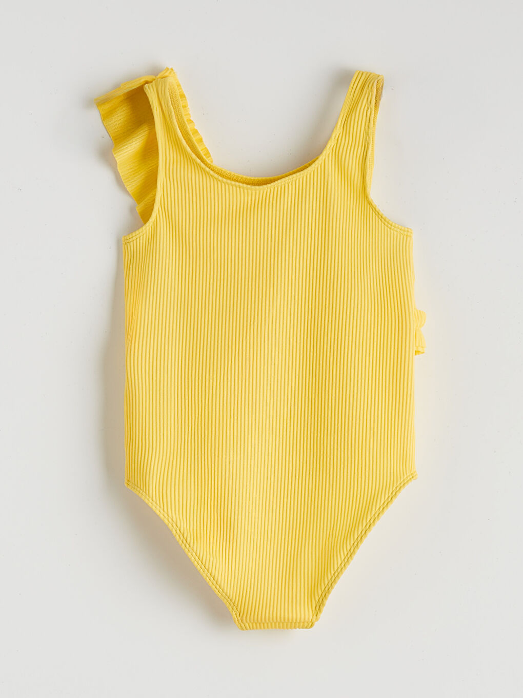 Sarı Kız Çocuk Fırfır Detaylı Mayo-1