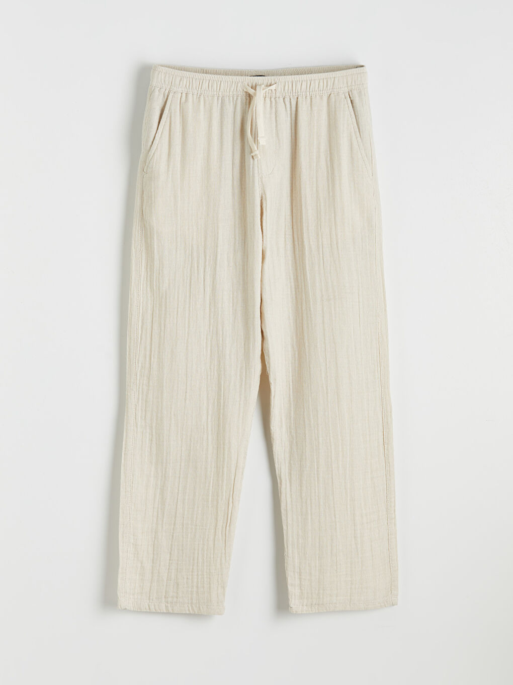 Bej Baggy Fit Müslin Erkek Pantolon-8