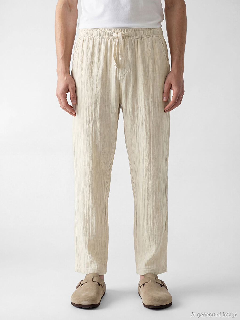 кең пішімді муслин ерлер шалбары-5