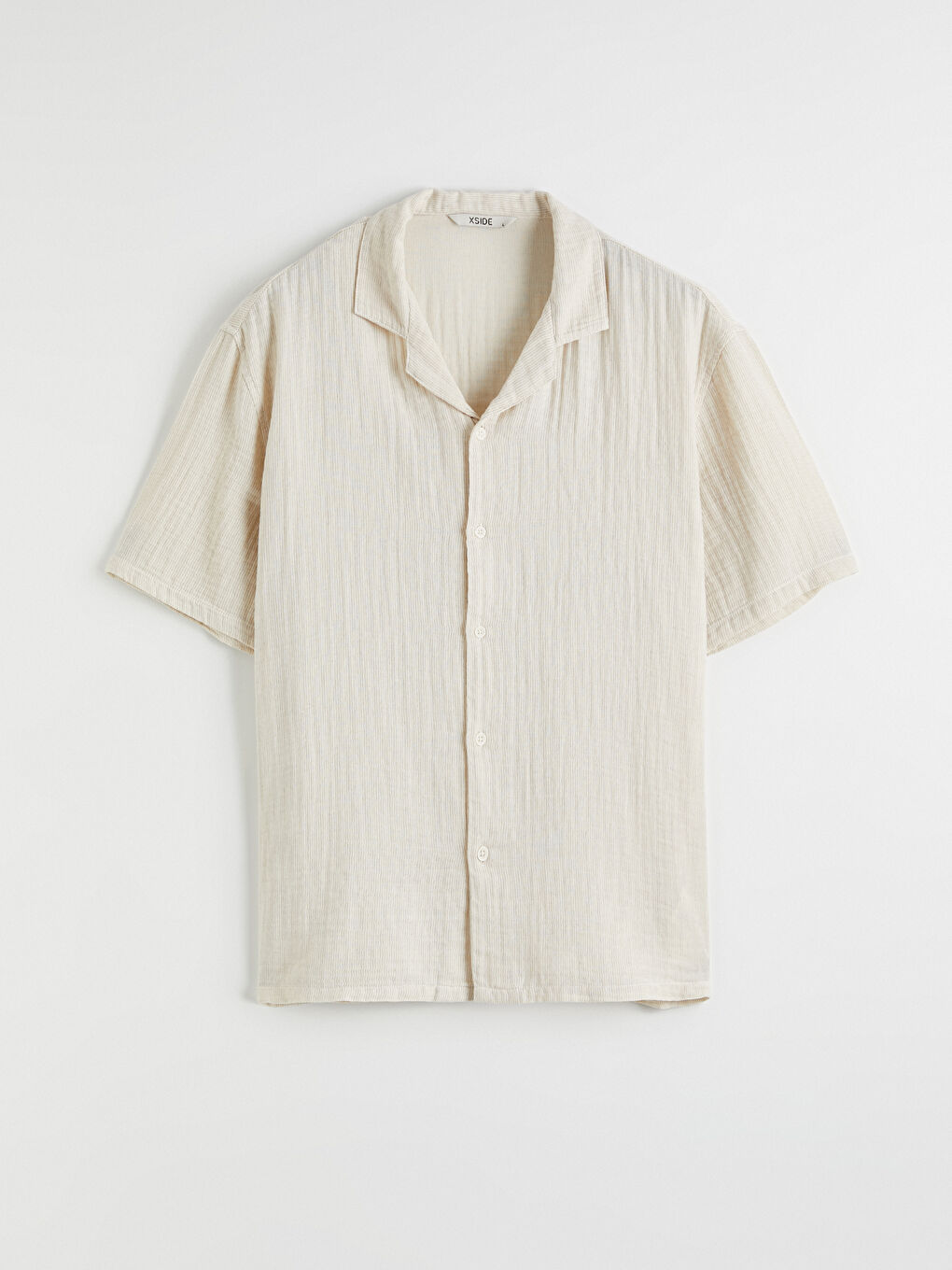 Bej Loose Fit Müslin Erkek Gömlek-4