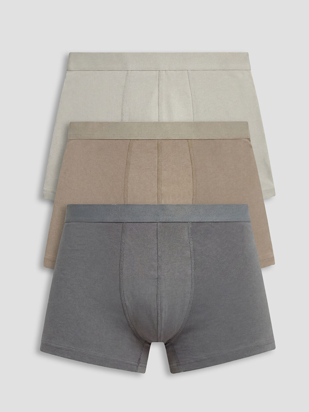 Gri Pamuklu Esnek Erkek Boxer 3'lü