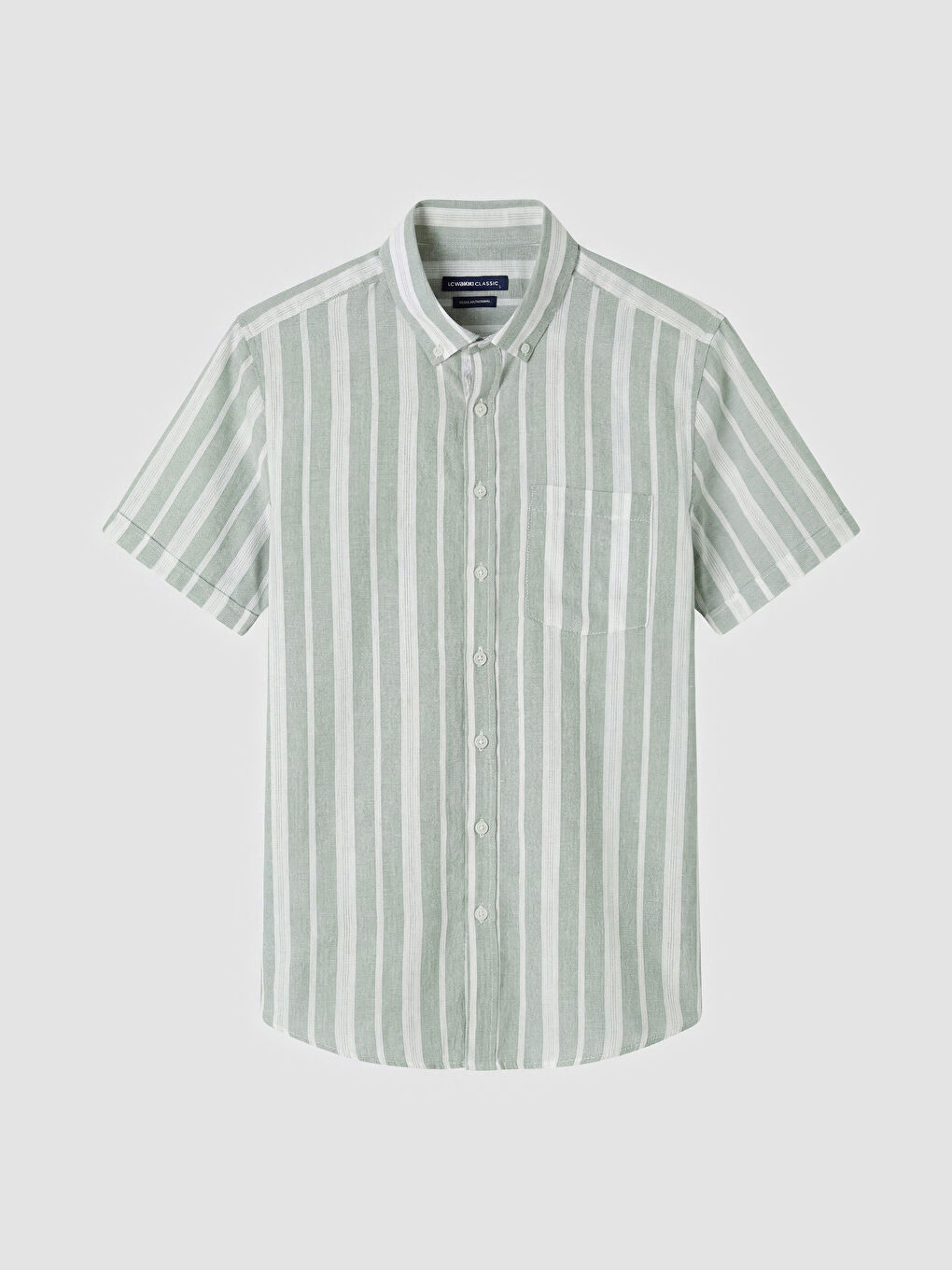 Yeşil Regular Fit Çizgili Erkek Gömlek