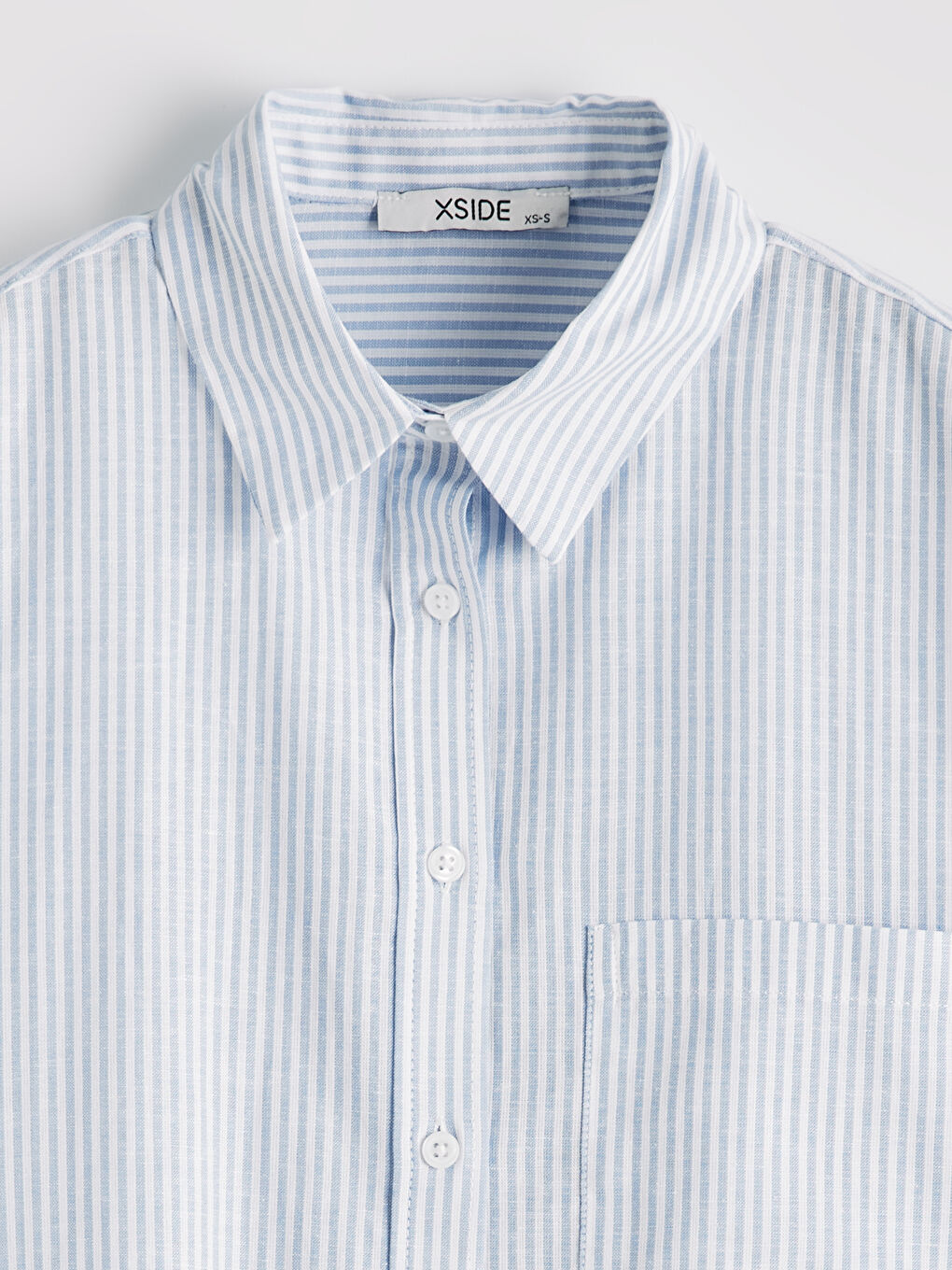 Prugasta oversize košulja od mešavine lana za žene-4