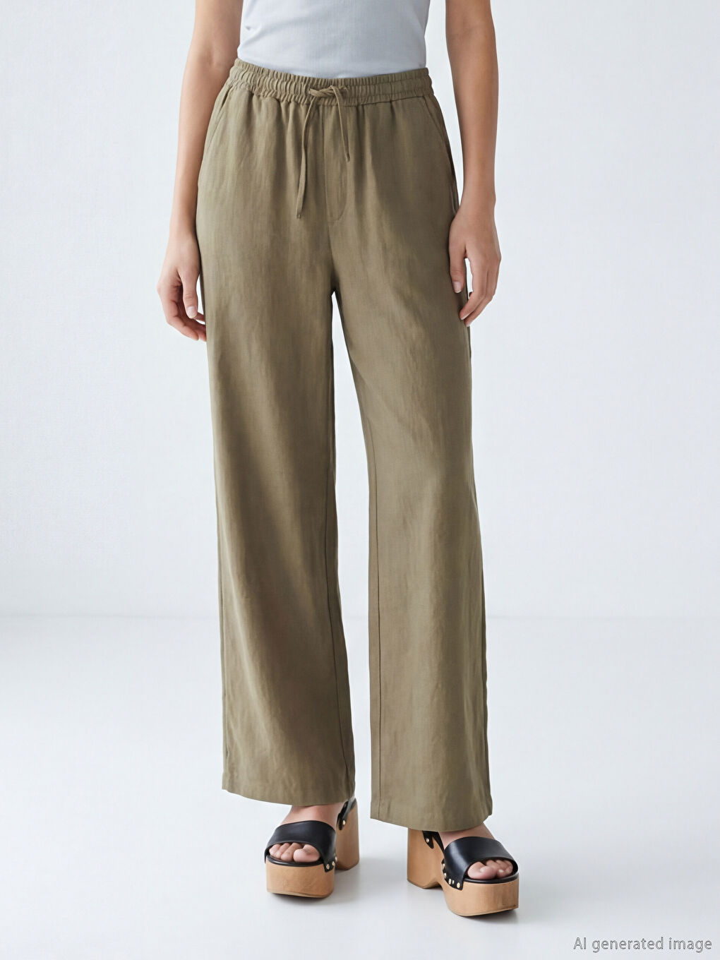 Elastic Waist Loose Fit Women's Trousers-1