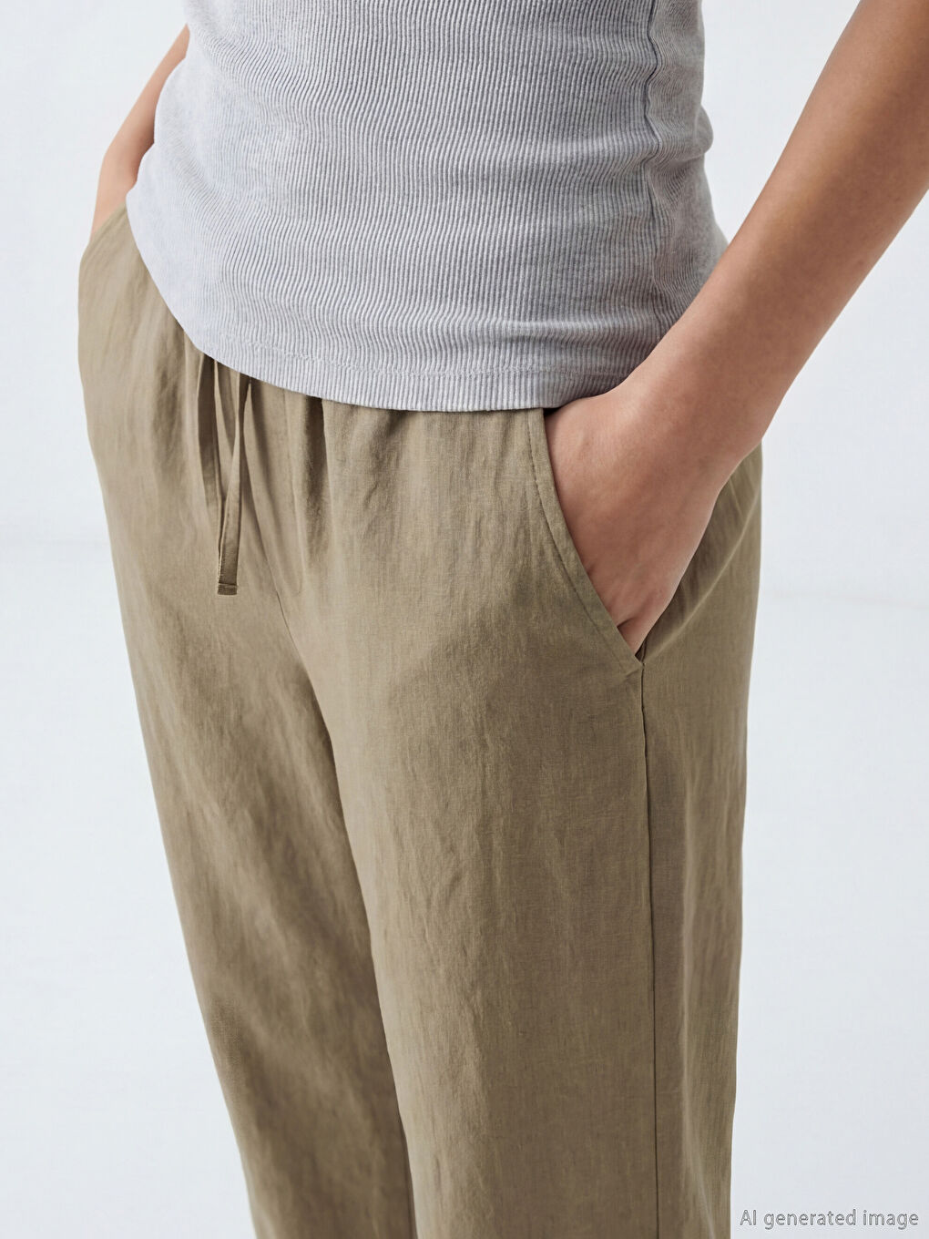 Elastic Waist Loose Fit Women's Trousers-2