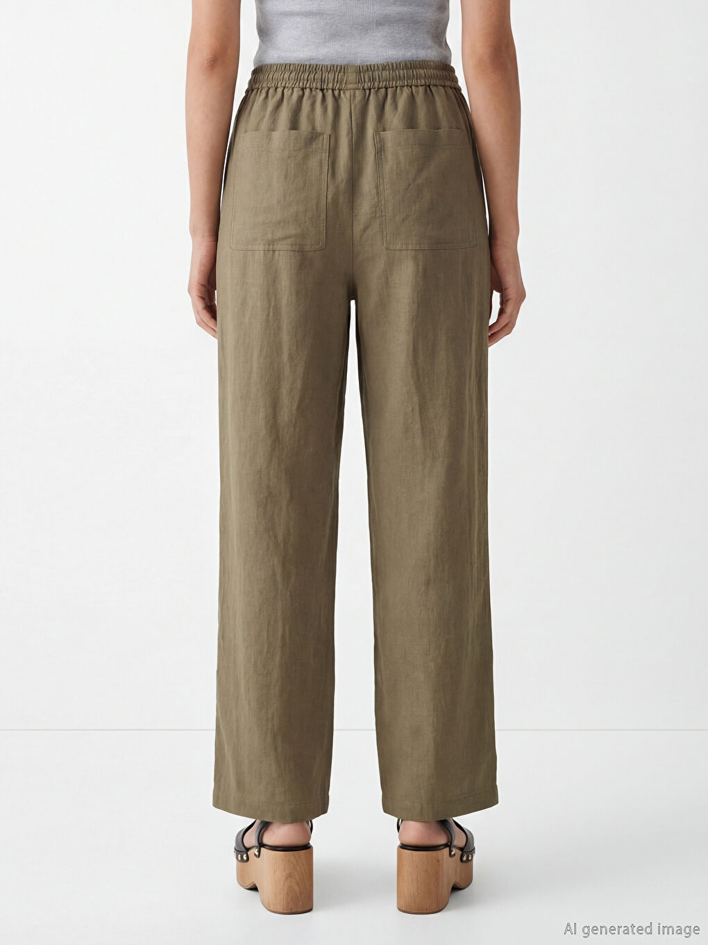 Elastic Waist Loose Fit Women's Trousers-3