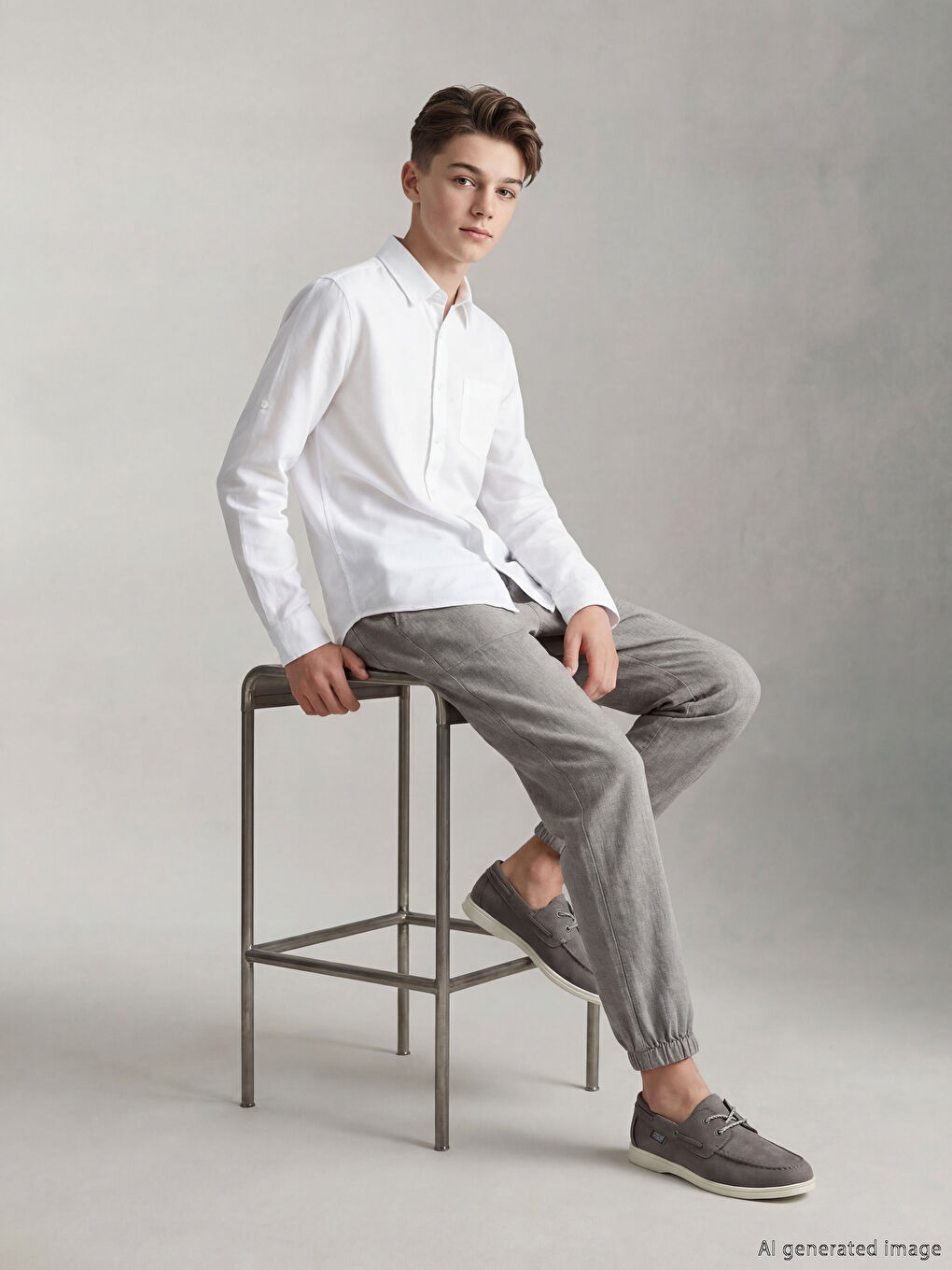 Gri Beli Lastikli Erkek Çocuk Jogger Pantolon