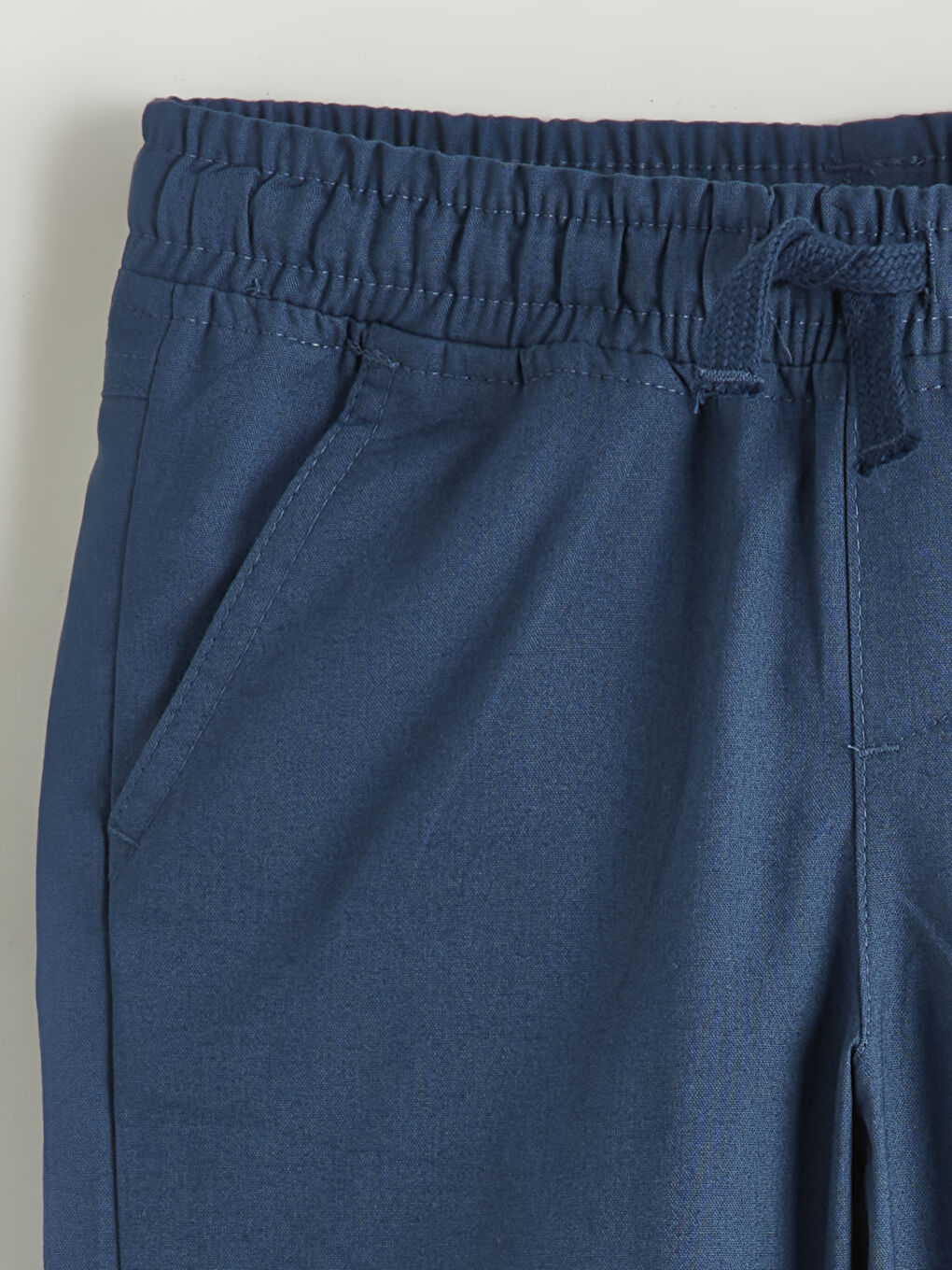 Lacivert Beli Lastikli Gabardin Erkek Çocuk Şort-1