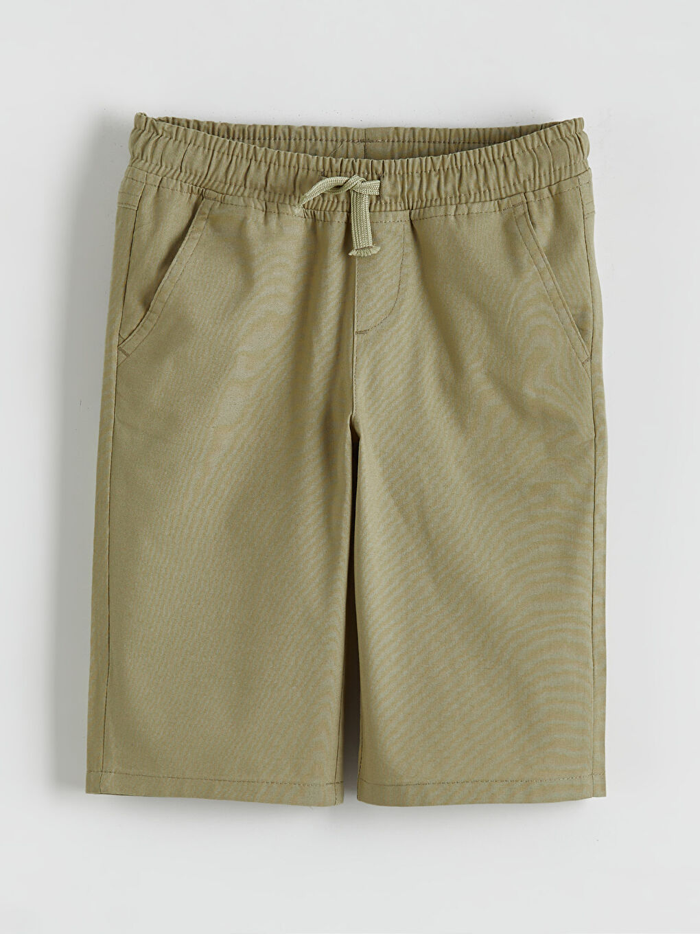Haki Beli Lastikli Gabardin Erkek Çocuk Şort