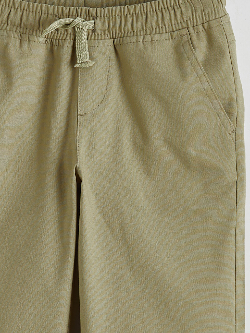 Haki Beli Lastikli Gabardin Erkek Çocuk Şort-2