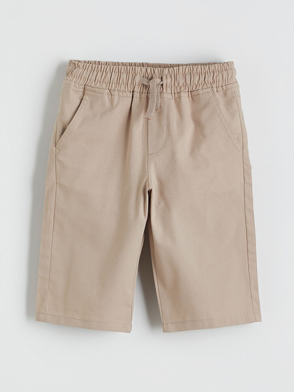 Kahverengi Beli Lastikli Gabardin Erkek Çocuk Şort