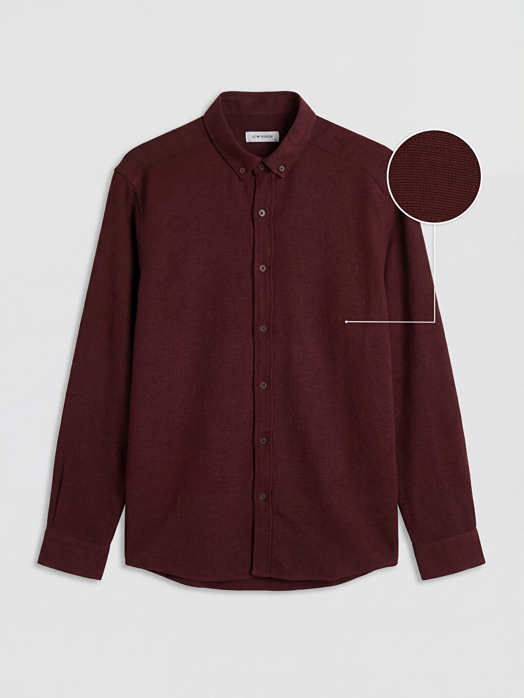 Bordo Regular Fit Armürlü Erkek Gömlek-3