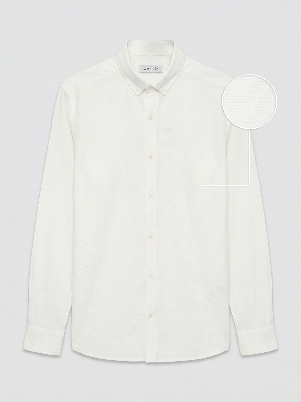 Beyaz Regular Fit Armürlü Erkek Gömlek-4