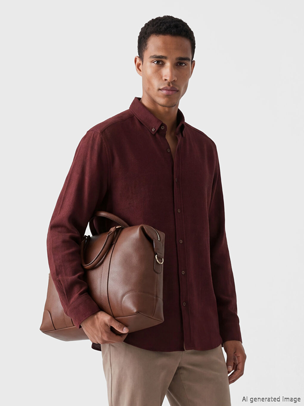 Bordo Regular Fit Armürlü Erkek Gömlek