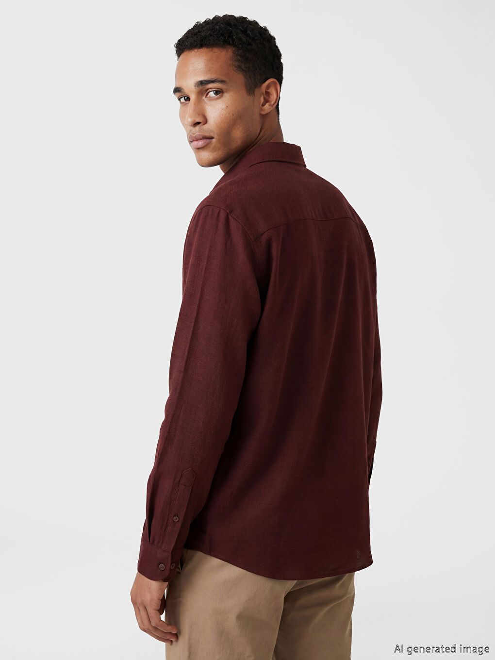 Bordo Regular Fit Armürlü Erkek Gömlek-2