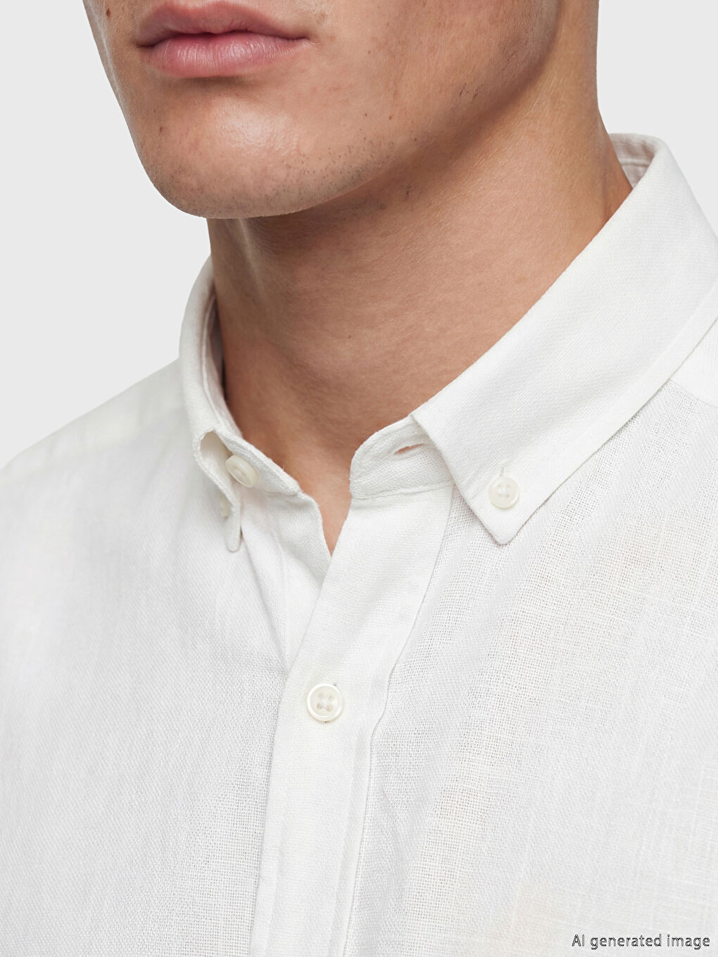 Beyaz Regular Fit Armürlü Erkek Gömlek-2