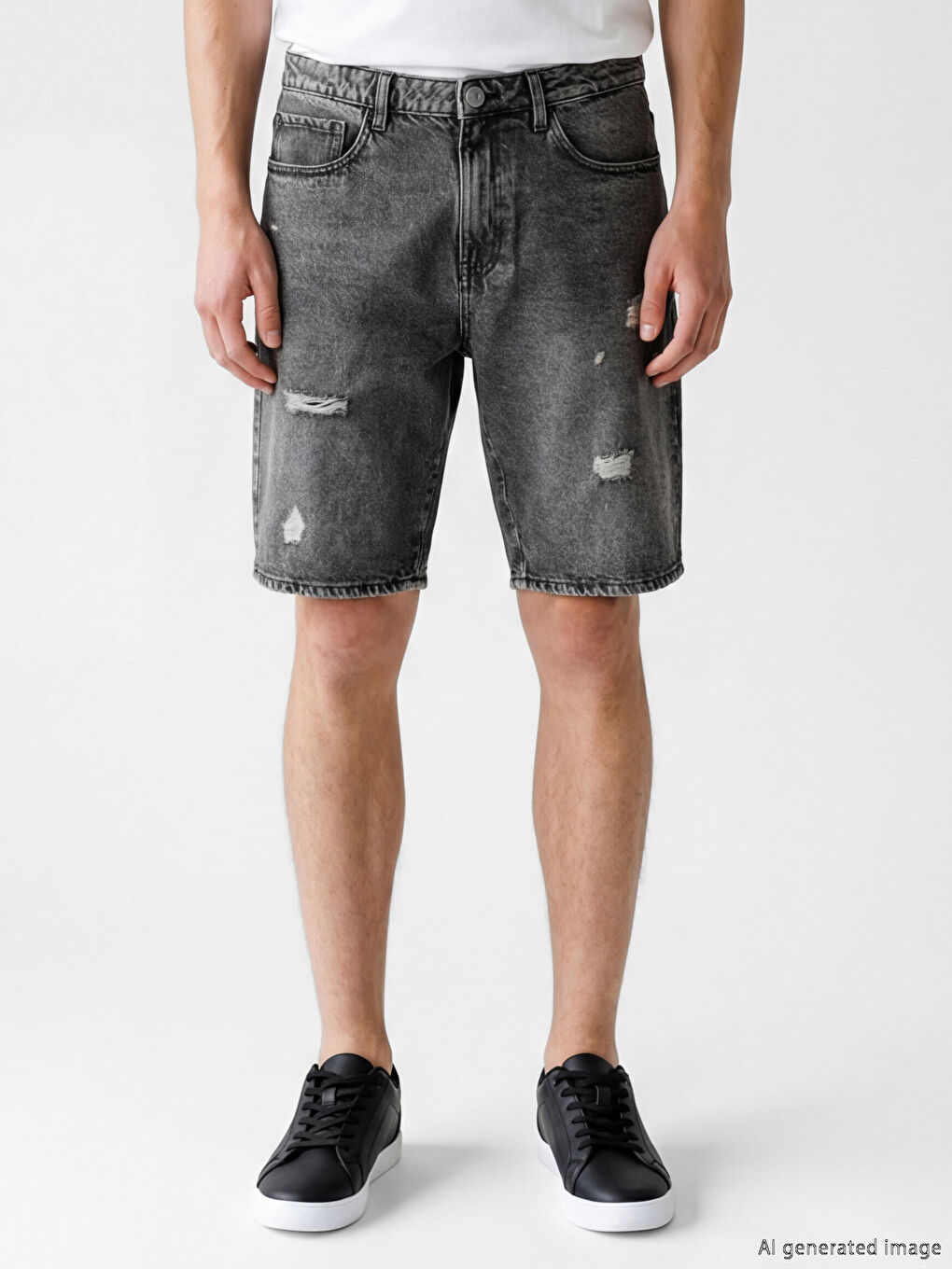 Man ANTHRACITE Denim Shorts-1