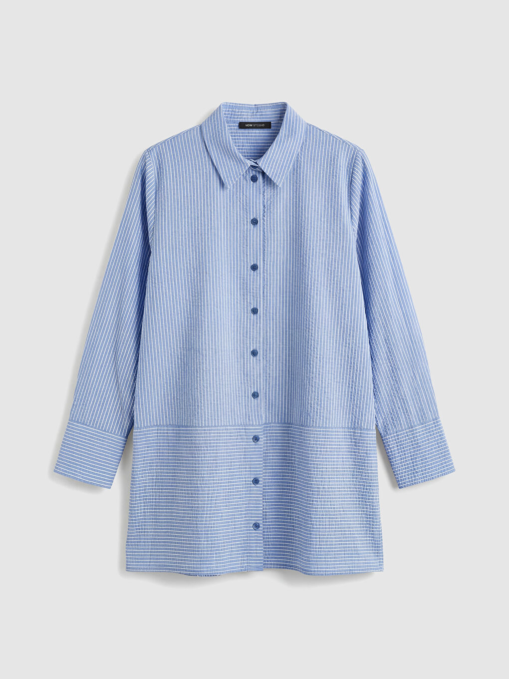 Mavi Çizgili Kadın Gömlek Tunik-4