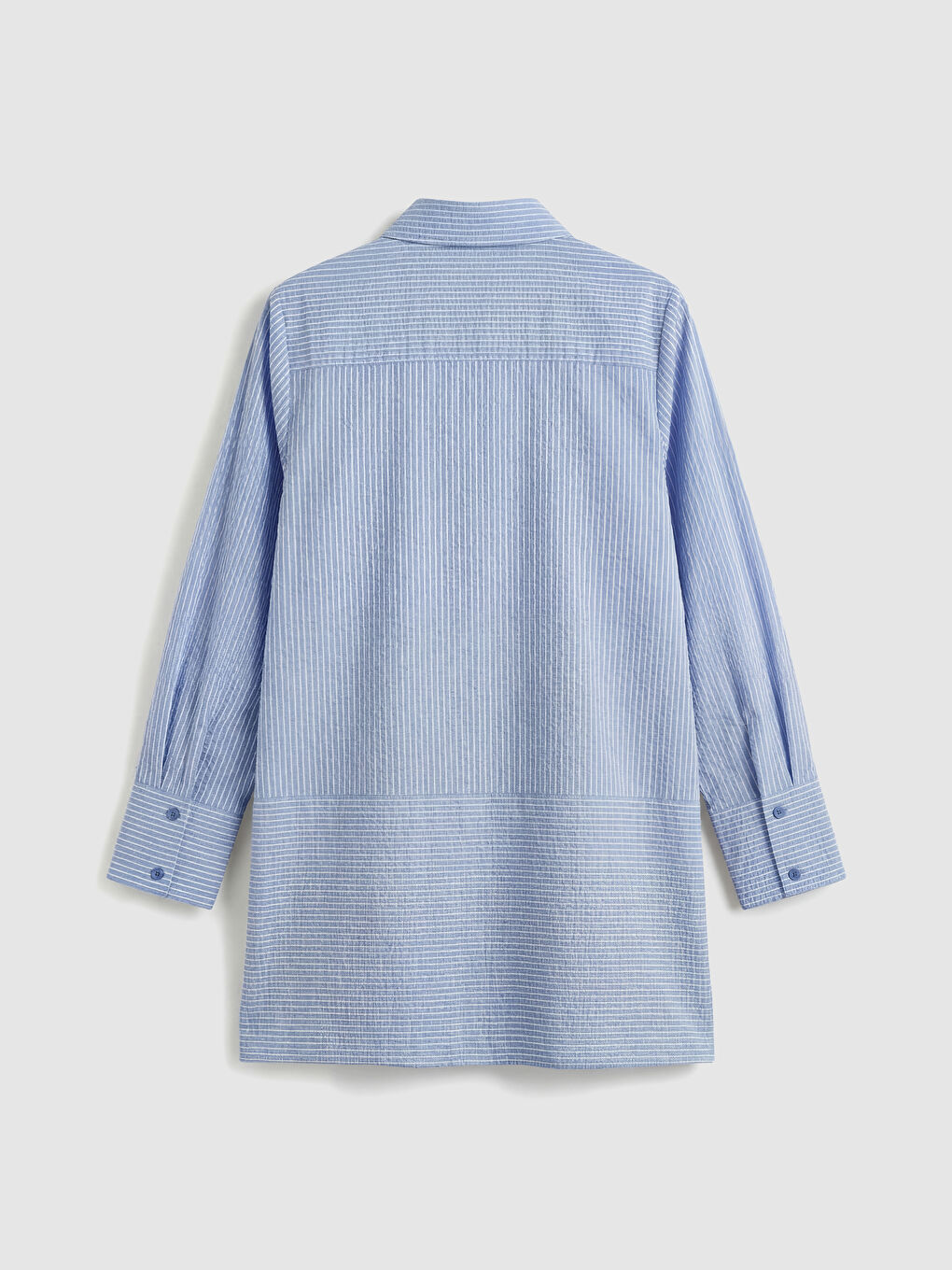 Mavi Çizgili Kadın Gömlek Tunik-5